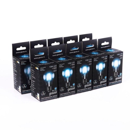 Лампа светодиодная филаментная Black Filament 10Вт A60 грушевидная 4100К нейтр. бел. E27 970лм GAUSS