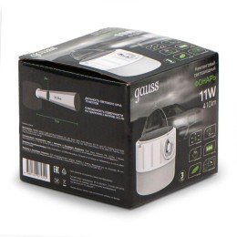 Фонарь аккумуляторный кемпинговый GFL005 11Вт 410лм Li-ion 1200мА.ч Solar LED GAUSS GF005