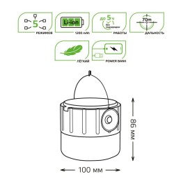 Фонарь аккумуляторный кемпинговый GFL005 11Вт 410лм Li-ion 1200мА.ч Solar LED GAUSS GF005