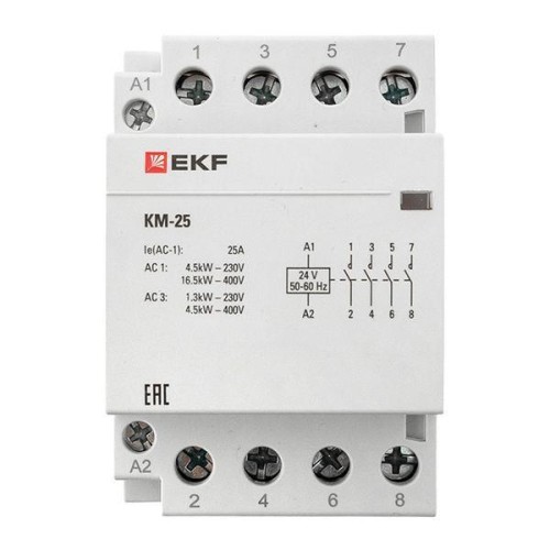 Контактор модульный 4NО 3мод. 24В AC КМ 25А PROxima EKF km-3-25-40-24v