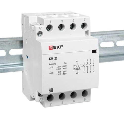 Контактор модульный 4NО 3мод. 24В AC КМ 25А PROxima EKF km-3-25-40-24v