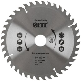 Диск пильный для циркулярных пил по дереву 210х30/25.4х40T FIT 37751