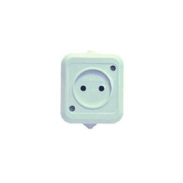 Розетка 1-м ОП 10А IP44 без заземл. п/герм. сер. Makel 18106
