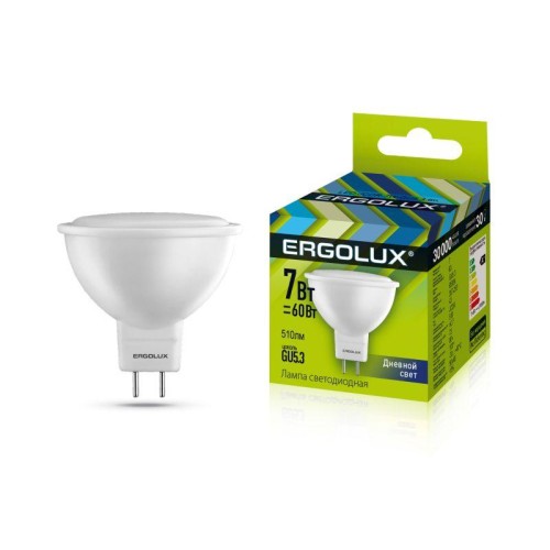 Лампа светодиодная LED-JCDR-7W-GU5.3-6500K 7Вт JCDR рефлектор 6500К холод. бел. 180-240В Ergolux 128