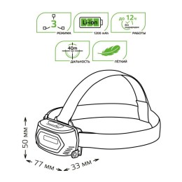 Фонарь аккумуляторный налобный GFL409 5Вт 200лм Li-ion 1200мА.ч LED GAUSS GF409