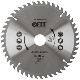 Диск пильный для циркулярных пил по дереву 210х30/25.4х48T FIT 37752