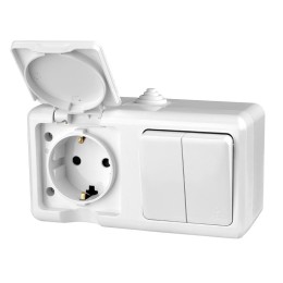 Блок ОП Dita (розетка 16А 250В с заземл. + 2-кл. выкл. 10А) IP54 бел. TOKOV ELECTRIC TKL-DT-V2RZ-C01