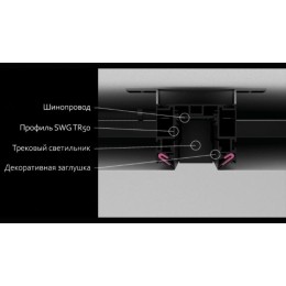 Трек SY-601201-CL-2-BL низковольтный встраив. в натяжной потолок без провода питания черн. SWG PRO 0
