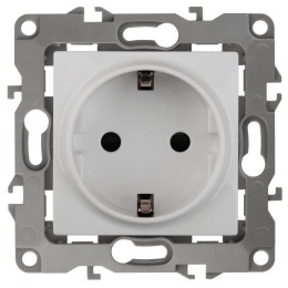 Розетка 1-м СП Эра12 12-2011-01 16А IP20 16AX 250В 2P+E Schuko без монтаж. лапок винт бел. Эра Б0029