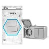 Блок ОП Dita (розетка 16А 250В с заземл. + 2-кл. выкл. 10А) IP54 сер. TOKOV ELECTRIC TKL-DT-V2RZ-C06