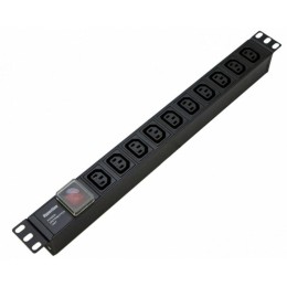 Блок розеток SHE19-10IEC-S-IEC для 19дюйм. шкафов горизонт. с выкл. с подсветкой 10хIEC 320 C13 10А