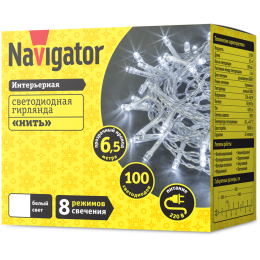 Гирлянда светодиодная 61 808 NGF-S01-100CW-5-6.5m-230-C8-TR-IP20 Navigator 61808