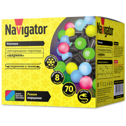 Гирлянда светодиодная 61 837 NGF-B02-70RGB-10-8m-230-BL-IP44 Navigator 61837