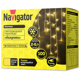 Гирлянда светодиодная 61 843 NGF-I02-100WW-8-3.5m-230-TR-IP44 Navigator 61843