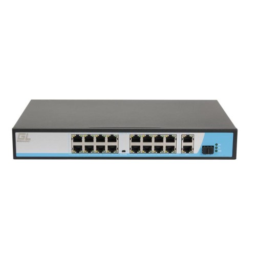 Коммутатор неуправляемый 24 PoE 802.3af/at порта 10/100Мбит/с 1-8 порт до 250м cat.6 2хCOMBOSFP 1000
