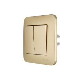 Выключатель 2-кл. 1п СП ASTI 10А IP20 в сборе золото. LEZARD 7081-3636-101