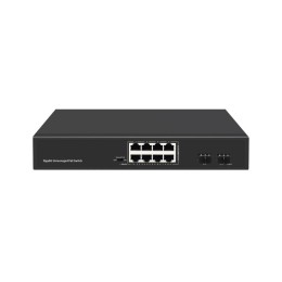 Коммутатор неуправляемый 8PoE 802.3af/at порта 1000Мбит/с 7-8 порт до 250м cat6 2 SFP порта 1000Мбит
