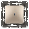 Выключатель 1-кл. СП Elegance 14-1102-04 10А IP20 250В 10AX с подсветкой механизм шампань Эра Б00342
