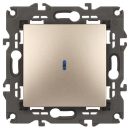 Выключатель 1-кл. СП Elegance 14-1102-04 10А IP20 250В 10AX с подсветкой механизм шампань Эра Б00342