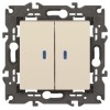 Выключатель 2-кл. СП Elegance 14-1105-02 10А IP20 250В 10AX с подсветкой механизм сл. кость Эра Б003