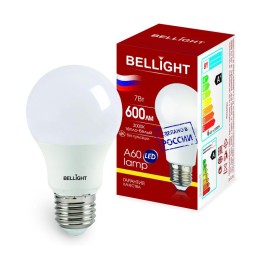 Лампа светодиодная LED A60 220В 7Вт E27 750лм 3000К BELLIGHT 88297785