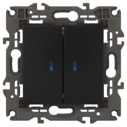 Выключатель 2-кл. СП Elegance 14-1105-05 10А IP20 250В 10AX с подсветкой механизм антрацит Эра Б0034