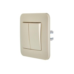 Выключатель 2-кл. 1п СП ASTI 10А IP20 в сборе крем. LEZARD 7081-0303-101