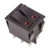 Выключатель клавишный 250В 15А (6с) ON-OFF черн. с подсветкой ДВОЙНОЙ (RWB-512 SC-797) Rexant 36-243