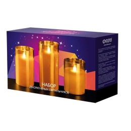 Свеча декоративная CL7-SET3-gd с пультом 2хAA для каждой свечи (не в компл.) зол. (уп.3шт) ФАZА 5018