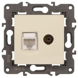Розетка компьютерная + телевизионная 2-м Elegance 14-3110-02 RJ45 + TV IP20 механизм сл. кость Эра Б