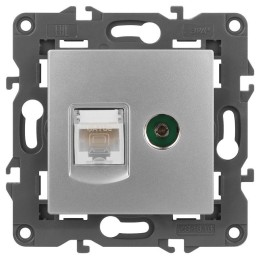 Розетка компьютерная + телевизионная 2-м Elegance 14-3110-03 RJ45 + TV IP20 механизм алюм. Эра Б0034