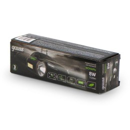 Фонарь аккумуляторный ручной GFL208 8Вт 150лм Li-ion 800мА.ч LED GAUSS GF208