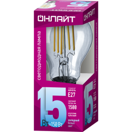 Лампа светодиодная филаментная 80 879 OLL-F-A60-15-230-4K-E27 15Вт грушевидная прозрачная 4000К нейт