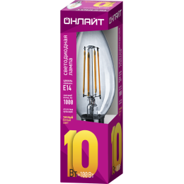 Лампа светодиодная филаментная 80 894 OLL-F-C35-10-230-2.7K-E14 10Вт свеча прозрачная 2700К тепл. бе