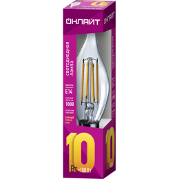 Лампа светодиодная филаментная 80 898 OLL-F-FC35-10-230-2.7K-E14 10Вт свеча на ветру прозрачная 2700