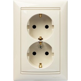 Розетка 2-м СП Valena 16А IP20 2х2P+E с заземл. защ. шторки немецк. стандарт в сборе сл. кость Leg 7