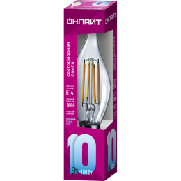Лампа светодиодная филаментная 80 899 OLL-F-FC35-10-230-4K-E14 10Вт свеча на ветру прозрачная 4000К