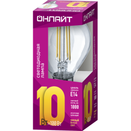 Лампа светодиодная филаментная 80 888 OLL-F-G45-10-230-2.7K-E14 10Вт шар прозрачная 2700К тепл. бел.