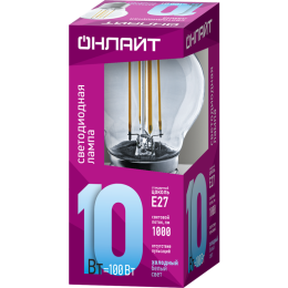 Лампа светодиодная филаментная 80 883 OLL-F-G45-10-230-4K-E27 10Вт шар прозрачная 4000К нейтр. бел.