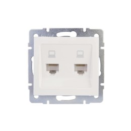 Розетка компьютерная 2-м Rain RJ45 механизм бел. LEZARD 703-0288-141