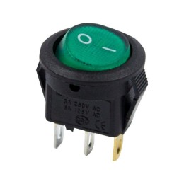 Выключатель клавишный круглый 250В 3А (3с) ON-OFF зел. с подсветкой Micro (RWB-106 SC-214) Rexant 36