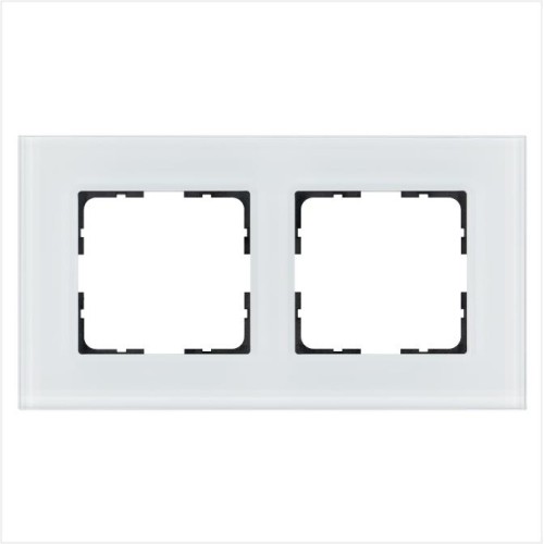 Рамка 2-м G-Glass стекло бел. White Glass Jasmart G1002GW