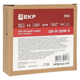 Блок питания на DIN рейку 20Вт Uвх 220В AC m Uвых - 5В DC постоянного тока EKF DR-M-20W-5
