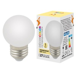 Лампа светодиодная LED-G45-1W/3000K/E27/FR/С 1Вт шар матовая 3000К тепл. бел. E27 декоративная (упак