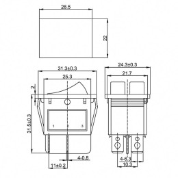 Выключатель клавишный 250В 15А (6с) ON-OFF желт. с подсветкой ДВОЙНОЙ (RWB-511 SC-797) Rexant 36-241