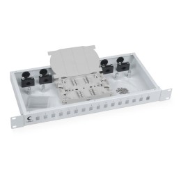 Кросс бокс оптический 19дюйм на 16 SC (LCduplex) со сплайс-кассетой и КДЗС (без пигтейлов и проходны