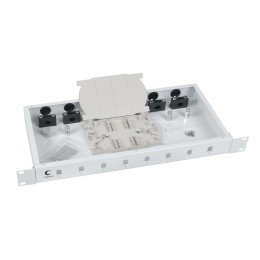 Кросс бокс оптический 19дюйм на 8 SC (LC duplex) со сплайс-кассетой и КДЗС (без пигтейлов и проходны