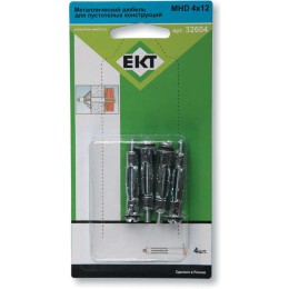 Дюбель для пустот. конструкций метал. 4х12 с винтом (уп.4шт) блист. EKT 32604