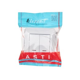 Выключатель 2-кл. 1п СП ASTI 10А IP20 с подсветкой в сборе бел. LEZARD 7081-0202-112