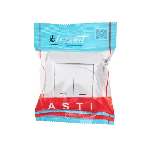 Выключатель 2-кл. 1п СП ASTI 10А IP20 с подсветкой в сборе бел. LEZARD 7081-0202-112